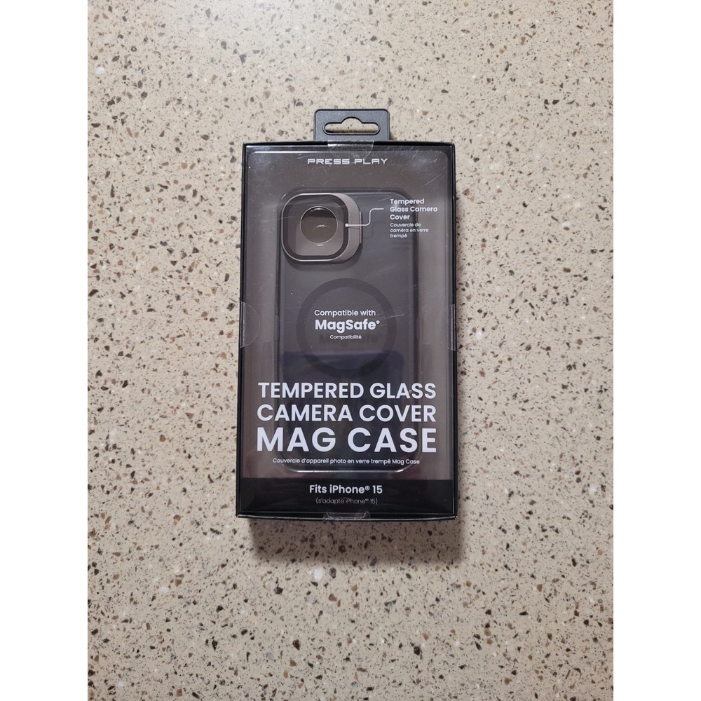 Press Play iPhone 15 Magsafe Durable Protective Case Tempered Glass Camera Cover